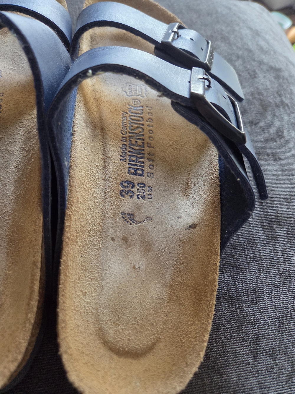 Birkenstock Arizona Leather Sandals in Navy Size 8 - Picture 3 of 9